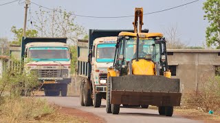 JCB 3DX Backhoe Fully Loading Mud in Truck For Making Fishing Farming Pond [upl. by Seyah]