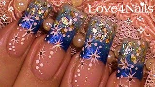 Decoracion de Uñas Azul Con Brillos Y Destellos Tutorial [upl. by Acenom]