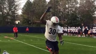 Watch Auburns firstteam defense in pursuit drill on first day of spring practice [upl. by Retsim]