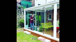 Fz30 frameless folding glass door balcony glazing system glass curtain panoramic glass wall case520 [upl. by Yemaj]