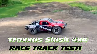 TESTING my TRAXXAS SLASH 4x4 on 4S Lipo at My LOCAL RC TRACK [upl. by Eissirhc469]