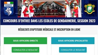 Concours DEntrée A La Gendarmerie 2023  Les Résultats Visite Médicale Disponibles  Inscription [upl. by Bernstein]