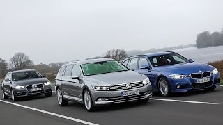 Erster Vergleich der AllradKombis Passat vs A4 vs 330d 2014 [upl. by Cohligan]