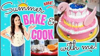 Late Night Baking  DIY 3 Tier Summer Flamingo Cake amp Sausage Gravy Biscuits [upl. by Enamrahs]