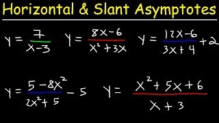 Horizontal Asymptotes and Slant Asymptotes of Rational Functions [upl. by Elleira]