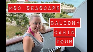 MSC Seascape Balcony Cabin Tour [upl. by Bolme]