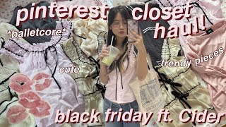 🩰📦 HUGE BLACK FRIDAY HAUL ftcider  coquette balletcore y2k inspired trendy clothes fallwinter [upl. by Ellehsat]