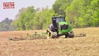 520 hp John Deere 9520RT Tractor amp 45ft Kelly Diamond Harrow [upl. by Delano551]