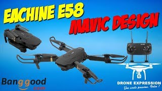 EACHINE E58 MINI DJI MAVIC CLONE COPY PRESENTATION UNBOXING REVIEW FLIGHT TEST BANGGOOD DRONE [upl. by Benji]