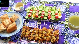 BROCHETTE CREVETTE AU LITCHI AV SA SALADE FAÇON KOIMBANI [upl. by Margaretta]