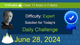 Microsoft Solitaire Collection TriPeaks  Expert  June 28 2024 [upl. by Neiv]