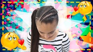 😘 Triple trenza cruzada con terminación en cola ✔️ Sporty Hairstyles [upl. by Ahsaetan]