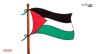 How to Draw Palestine Flag  Palestine Flying Flag Drawing Very Easy [upl. by Oluap]