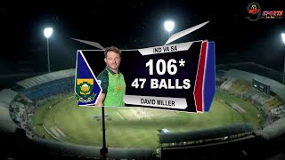 IND vs SA DAVID MILLER 106 RUNS 47 BALLS HIGHLIGHTS 2022  INDIA vs SOUTH AFRICA 2nd T20 HIGHLIGHTS [upl. by Ihn]