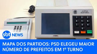 Mapa dos partidos PSD elegeu maior número de prefeitos em 1º turno  SBT News [upl. by Ayikan]