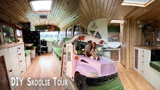 DIY School Bus Conversion  Room Tour [upl. by Eidorb]