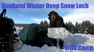 Scotland Winter Deep Snow Loch Wild Camp January 2018 [upl. by Adelbert]