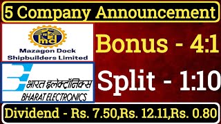 High Dividend  Stock Split  Bonus Share Announced🔴Deepak Nitrite Limited🔴Bharat Electronics Ltd [upl. by Lammaj462]