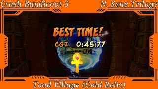 Crash Bandicoot 3 Warped  Toad Village Gold Relic [upl. by Shulins802]