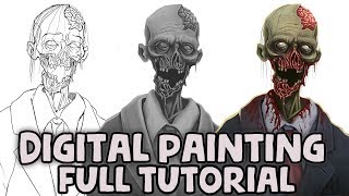 Digital Painting Tutorial  Sketch to Greyscale Values to Colour [upl. by Isidore]