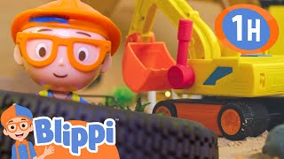 Blippis Excavator Toy Song Digging Away the Dirt  Blippi Toys  Moonbug Kids  Cartoons amp Toys [upl. by Nwahsad167]