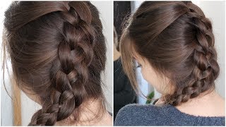 Four Strand Braid Your Own Hair  Tutorial [upl. by Suirtemid]