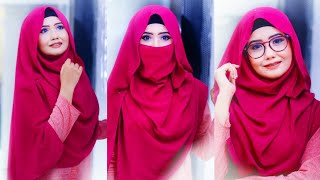 Hijab and Niqab tutorial with Glasses Viscose hijab  SanjiDa💙 [upl. by Uttasta308]