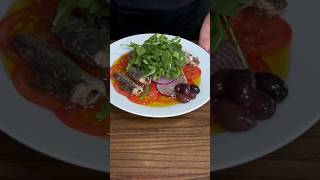 Spanish Sardines saladTomatoes and arugulaFull video on my channel recipe food cooking [upl. by Anirtak]