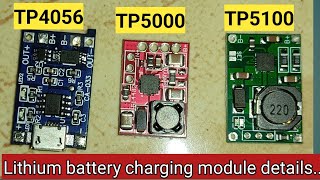 tp4056  tp5000  tp5100  charging module  lithium cell charging module  tp4056 vs tp5000 [upl. by Linus]