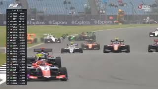 Dunne Montoya Dufek crash 2024 F3 Britain Feature Race [upl. by Linzy]