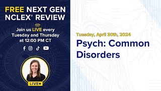 Free Next Gen NCLEX Review Psych Common Disorders [upl. by Nitaj987]