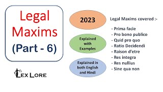 Legal Maxims  Meaning with Examples PART 6  Explained in Hindi [upl. by Buehrer]