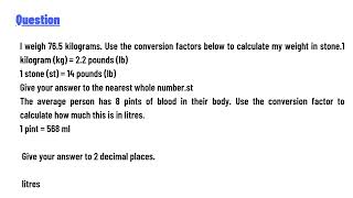 I weigh 765 kilograms Use the conversion factors below to calculate my weight in stone [upl. by Asilaj]