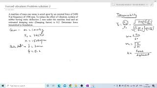 Noise and vibration forced vibration  problem solution 2 [upl. by Ainevuol]