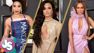 Best and Worst Dressed Grammys 2017  Red Carpet Fashion Statements by Demi Lovato Joy Villa amp More [upl. by Eittel]