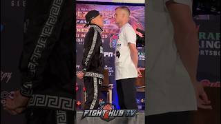 Oscar Valdez SIZES UP Liam Wilson in face off at press conference [upl. by Adnorehs]