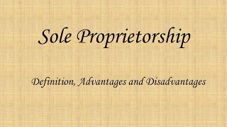 Sole Proprietorship  Definition Advantages and Disadvantages [upl. by Oranneg]