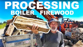 BOILER FIREWOOD  PROCESSING BIG STUFF FOR BIG HEAT [upl. by Hsirrap]