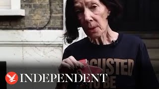 Fashion designer Katharine Hamnett throws away CBE in Gaza protest [upl. by Adnawaj]