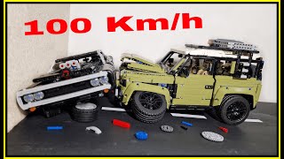 Land Rover Defender VS Dodge Charger 💥 100 KMH 💥 Lego Technic CRASH test  Fast and Furious [upl. by Aisena]