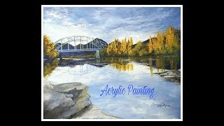 Beginners Acrylic Painting  Waterscape 4  Step by step tutorial  Time lapse [upl. by Nasho988]