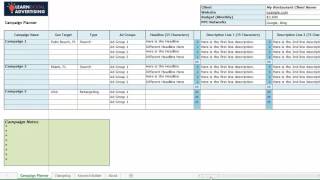 Free Adwords  Bing PPC Planning Spreadsheet [upl. by Butterworth]