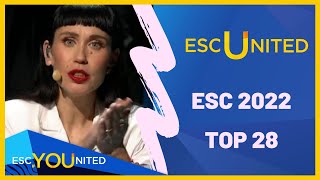 EUROVISION 2022 Top 28 ESC United Members Ranking [upl. by Lebana106]