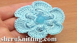 Crochet Popcorn Stitch 6Petal Flower [upl. by Onivag]