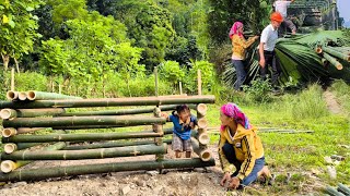 Young engineer brought lots of bamboo and palm leaves to help the mother and daughter build pig pen [upl. by Pacian166]