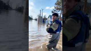 Rescuers brave floods to save stranded pets in Orsk Russia [upl. by Ennaitsirk18]