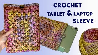 HOW TO CROCHET A TABLET  LAPTOP SLEEVE  EASY STEP BY STEP FREE PATTERN [upl. by Panthia]