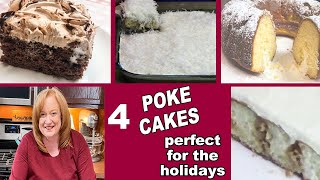 4 Holiday Perfect POKE CAKE Recipes  Cinnamon Roll  Twinkie  Hot Chocolate  Coconut Creme [upl. by Kcuhc]