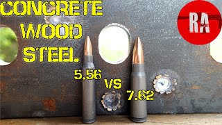 AR15 vs AK47 Wood Concrete and Steel penetration test [upl. by Nivalc]