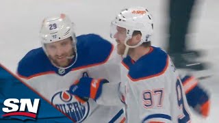 Oilers McDavid Fires Home The Shorthanded Goal To Open Scoring vs Golden Knights [upl. by Ornie]